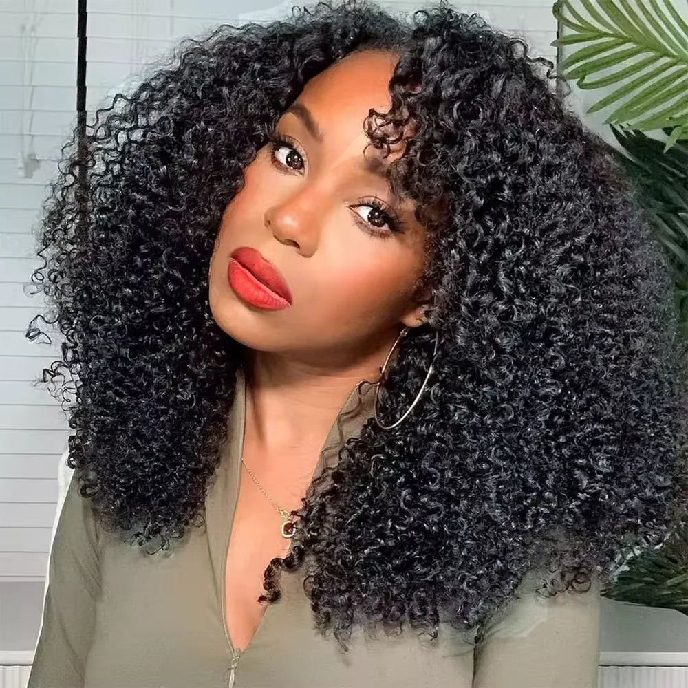 3 IN 1 Half Wig Human Hair 220 Density Deep Wave Wig Human Hair Ready to Wear 3 IN 1 Half Wig With Drawstring Half Wig