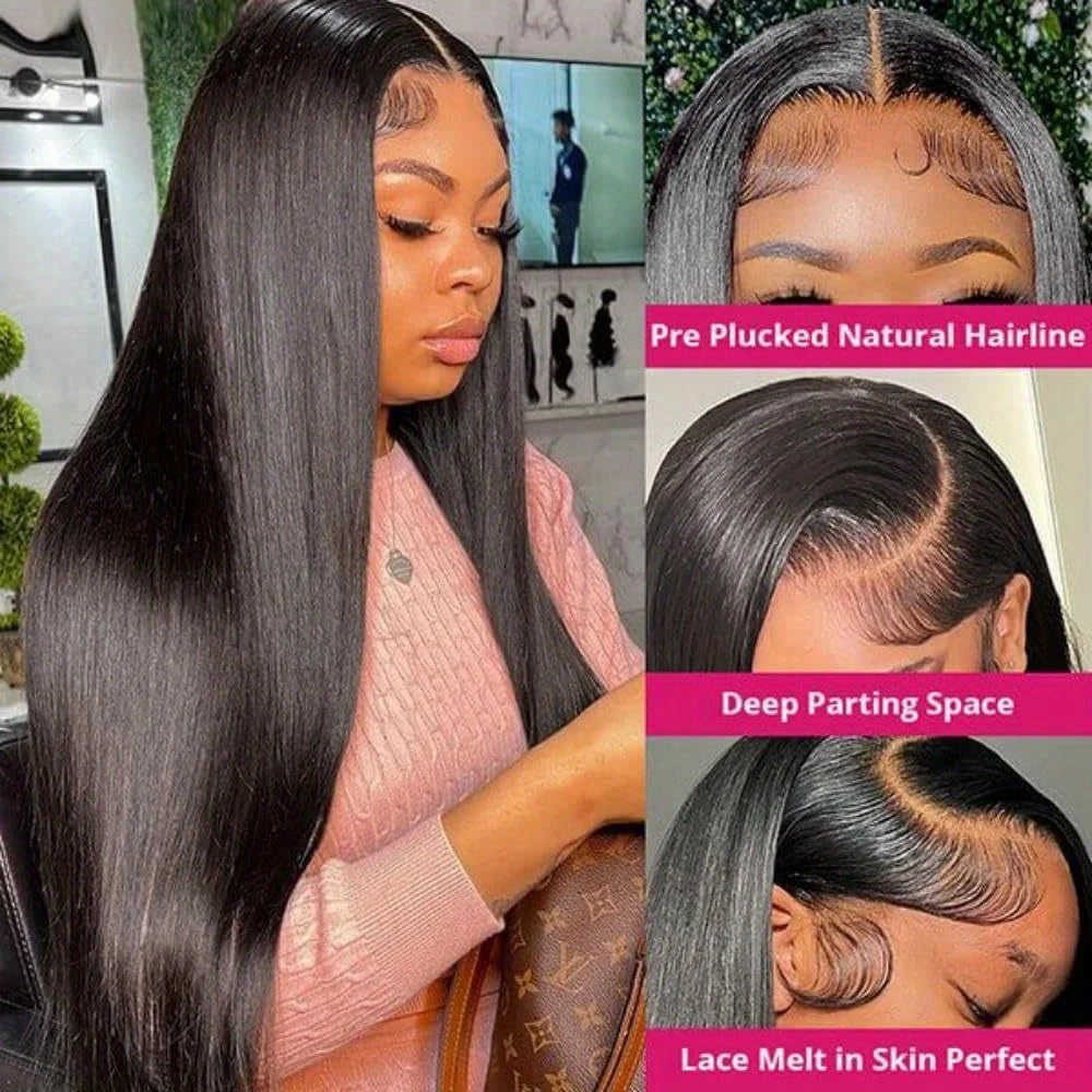 Bone Straight Human Hair Wigs 13x6 HD Lace Frontal Wig for Black Women Brazilian 200 Density 13x4 Lace Front 100% Human Hair Wig