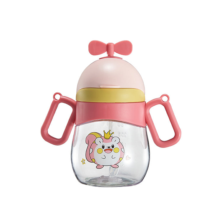 Dual-Use Children's Plastic Water Cup with Straw Handle